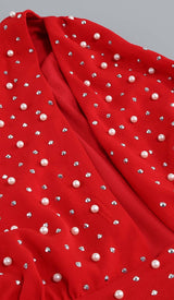 SEQUIN THIGH-SLIT MIDI DRESS IN RED DRESS STYLE OF CB