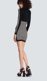 SHOULDER PADS KNITTED MINI DRESS IN BLACK styleofcb