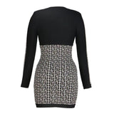 SHOULDER PADS KNITTED MINI DRESS IN BLACK styleofcb