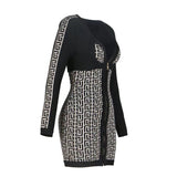 SHOULDER PADS KNITTED MINI DRESS IN BLACK styleofcb