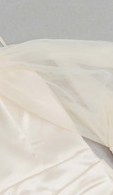 SILK COLD SHOULDER MIDI DRESS IN APRICOT DRESS STYLE OF CB