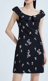 SLEEVELESS EMBROIDERED MINI DRESS IN BLACK DRESS STYLE OF CB