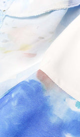 SLEEVELESS PRINT PATTER TWO PIECE SET IN BLUE DRESS STYLE OF CB