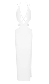 SLEEVELESS RHINESTONED STRAPS MAXI DRESS IN WHITE DRESS sis label