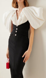 SLIT MIDI DRESS IN BLACK AND WHIRT Dresses styleofcb