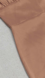 SPAGHETTI STRAP RUFFLE MIDI DRESS IN BROWN DRESS STYLE OF CB