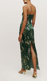 SPAGHETTI STRAP SLEEVELESS MAXI DRESS IN GREEN STYLE OF CB