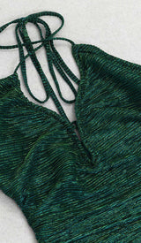 SPLIT THIGH MESH MIDI DRESS IN OLIVE GREEN DRESS STYLE OF CB