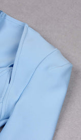 SQUARE SHOULDER CORSET MIDI DRESS IN BLUE styleofcb