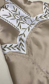 STITCHING A-LINE MINI DRESS IN KHAKI DRESS STYLE OF CB