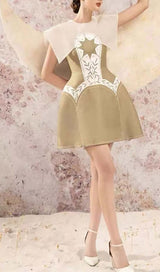 STITCHING A-LINE MINI DRESS IN KHAKI DRESS STYLE OF CB