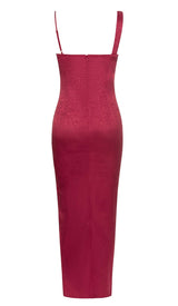 STRAP SATIN MAXI DRESS IN RUBY RED DRESS styleofcb