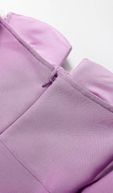 STRAPLESS DRAPED SLEEVE SLITS BANDAGE DRESS IN PURPLE Dresses styleofcb