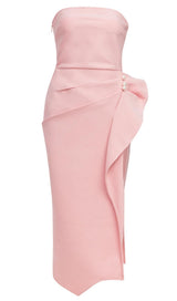 STRAPLESS MIDI DRESS IN PINK Dresses styleofcb