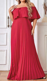 STRAPLESS PLEATED MAXI DRESS IN RED DRESS styleofcbdress