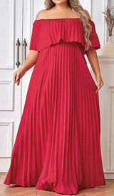 STRAPLESS PLEATED MAXI DRESS IN RED DRESS styleofcbdress