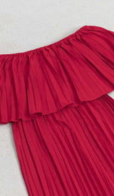 STRAPLESS PLEATED MAXI DRESS IN RED DRESS styleofcbdress