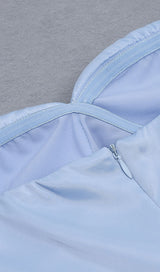 STRAPLESS PUFF SLEEVES MIDI DRESS IN BLUE Dresses styleofcb