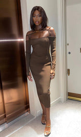 STRAPPY HOLLOW STRAPLESS BANDAGE MINI DRESS IN BROWN Dresses styleofcb