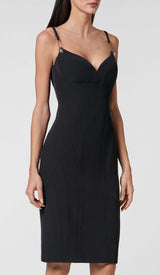STRAPPY BANDAGE MIDI DRESS IN BLACK DRESS STYLE OF CB