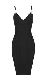 STRAPPY BANDAGE MIDI DRESS IN BLACK DRESS STYLE OF CB