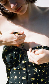 STRAPPY FLORAL PRINT MIDI DRESS IN BLACK DRESS STYLE OF CB