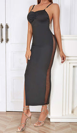 STRAPPY MESH MIDI DRESS IN BLACK styleofcb