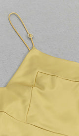 STRAPPY SATIN MIDI DRESS IN PALE OCHRE DRESS STYLE OF CB