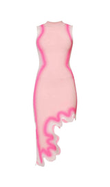 STRIPE ASYMMETRIC HIGH LOW DRESS IN PINK DRESS STYLE OF CB