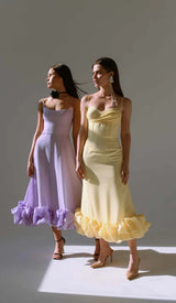 SUSPENDER A-LINE MIDI DRESS IN PURPLE DRESS STYLE OF CB