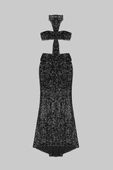 SHINY SEQUINS HALTER MAXI DRESS Sequins Dress Oh CICI