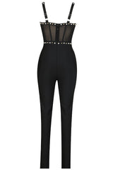 STRAPPY BEADED BANDAGE MESH JUMPSUIT BODYSUITS & JUMPSUITS styleofcb