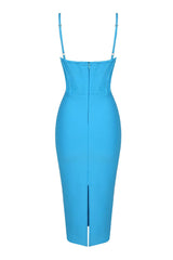 STRAPPY CORSET MIDI BANDAGE DRESS IN BLUE Bandage Dresses styleofcb