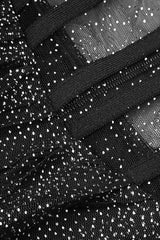 STRAPPY DRAPED RHINESTONE TULLE CORSET MAXI DRESS IN BLACK styleofcb