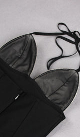 TASSEL PLUNGE MINI DRESS IN BLACK styleofcb