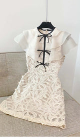 TIERED NECK MINI DRESS IN WHITE DRESS STYLE OF CB