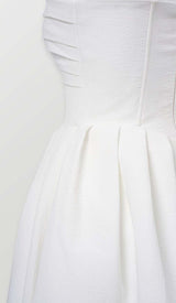 TWISTED PEARL STRAP MIDI DRESS IN WHITE DRESS STYLE OF CB