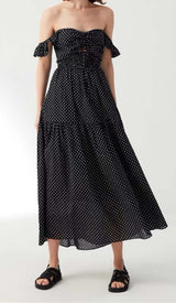 V-NECK CUTOUT MAXI DRESS IN BLACK DRESS STYLE OF CB