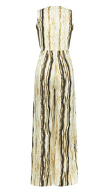 V-NECK SLEEVELESS STRIPE JUNPSUIT DRESS STYLE OF CB