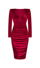 CUT OUT VELVET MIDI DRESS IN WINE STYLE OF CB