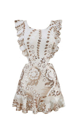 FLORAL LACE MINI DRESS IN WHITE styleofcb