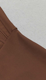 WAIST-TIGHTENING CORSET MIDI DRESS IN BROWN DRESS STYLE OF CB