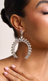 SILVER CRYSTAL ARCHED SHAPE DROP EARRINGS JEWELLERY styleofcb