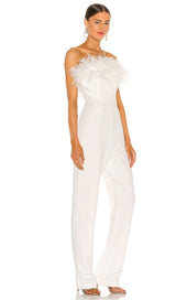 WHITE FEATHER JUMPSUIT styleofcb
