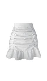WHITE RUFFLE PLEATED MINI SKIRT Skirts styleofcb