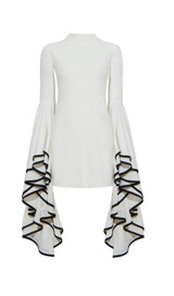 RUFFLED SLEEVE MINI DRESS IN WHITE DRESS STYLE OF CB