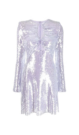 SEQUIN LONG SLEEVE MINI DRESS IN LILAC DRESS STYLE OF CB