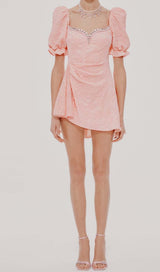 DIAMOND FLORAL BACKLESS MINI DRESS IN PINK DRESS STYLE OF CB