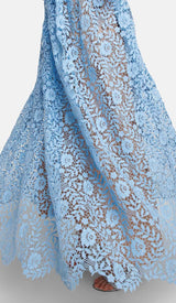 LONG SLEEVE ROSE LACE MAXI DRESS IN BLUE DRESS STYLE OF CB