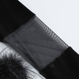 LONG SLEEVES FEATHER MINI DRESS IN BLACK Dresses styleofcb